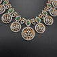 AD  Peacock Bottu Color Stone Short Necklace - Green