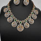 AD  Peacock Bottu Color Stone Short Necklace - Green