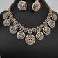 AD  Peacock Bottu Color Stone Short Necklace - Purple