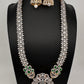 AD  Diamond Finish Color Stone Long Necklace - Green