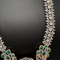 AD  Diamond Finish Color Stone Long Necklace - Green