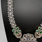 AD  Diamond Finish Color Stone Long Necklace - Green