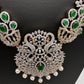 AD  Diamond Finish Color Stone Long Necklace - Green