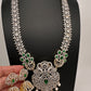 AD  Diamond Finish Color Stone Long Necklace - Green