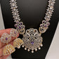 AD  Diamond Finish Color Stone Long Necklace - Purple