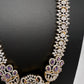 AD  Diamond Finish Color Stone Long Necklace - Purple