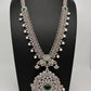 AD  Diamond Finish Color Stone Long Necklace - Green
