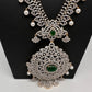 AD  Diamond Finish Color Stone Long Necklace - Green