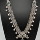 AD  Diamond Finish Color Stone Long Necklace - Green