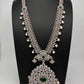 AD  Diamond Finish Color Stone Long Necklace - Green