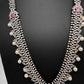AD  Diamond Finish Color Stone Long Necklace - Red