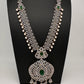 AD  Diamond Finish Color Stone Long Necklace - Green