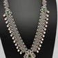 AD  Diamond Finish Color Stone Long Necklace - Green