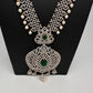 AD  Diamond Finish Color Stone Long Necklace - Green