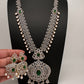 AD  Diamond Finish Color Stone Long Necklace - Green