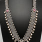 AD  Diamond Finish Color Stone Long Necklace - Red