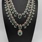 AD  Diamond Double Layer Color Stone Long Necklace - AquaGreen