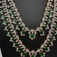 AD  Diamond Double Layer Color Stone Long Necklace - Green