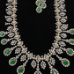 AD  Color Stone Diamond Finish Kanti Short Necklace - Green