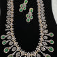 AD  Color Stone Diamond Finish Kanti Short Necklace - Green