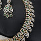 AD  Color Stone Diamond Finish Mango Long Necklace - Green