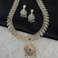 AD  Color Stone Diamond Finish Mango Long Necklace - Green