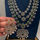 AD  Color Stone Diamond Finish Mango Long Necklace - Green