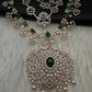 AD  Color Stone Diamond Finish Mango Long Necklace - Green