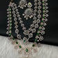 AD  Color Stone Diamond Finish Mango Long Necklace - Green