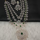 AD  Color Stone Diamond Finish Mango Long Necklace - Green