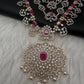 AD  Color Stone Multi Layer Long Necklace - Red