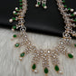 AD Pearls Color Stone Long Necklace - Green