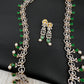 AD Pearls Color Stone Long Necklace - Green