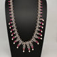 AD Pearls Color Stone Long Necklace - Red