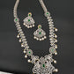 AD Peacock Color Stone Long Necklace - Green