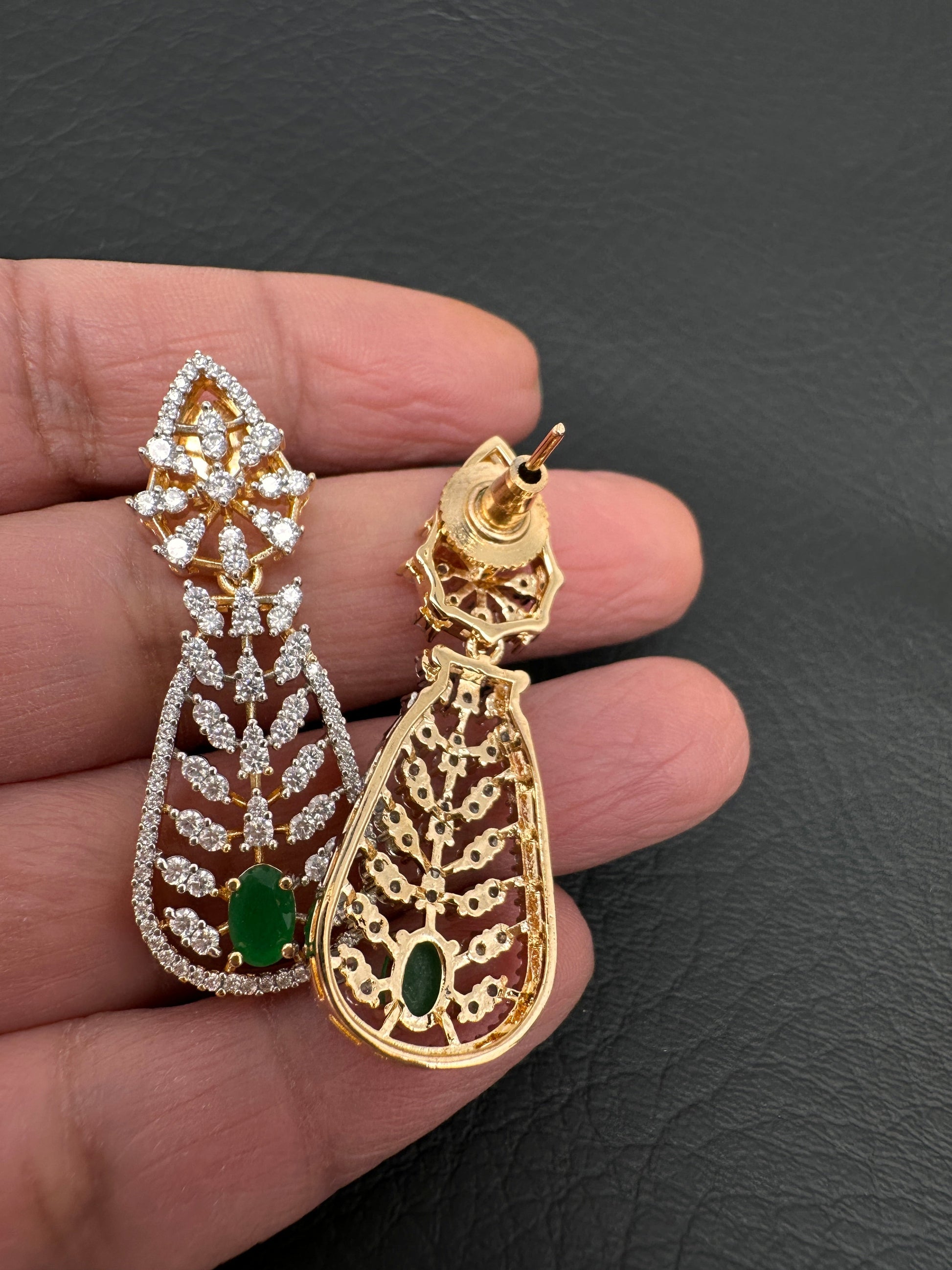 AD  Color Stone Short Neckline Necklace - Green