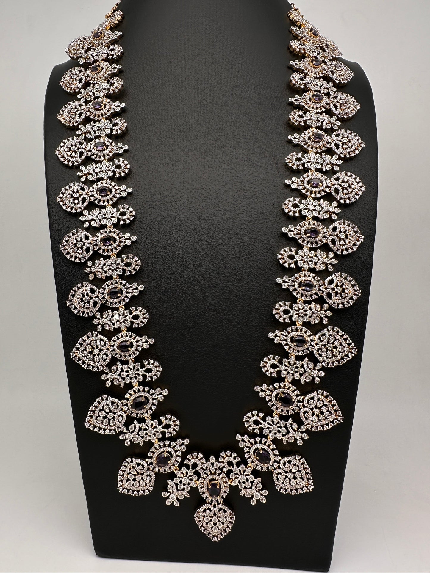 AD Long Diamond Finish Necklace - Purple