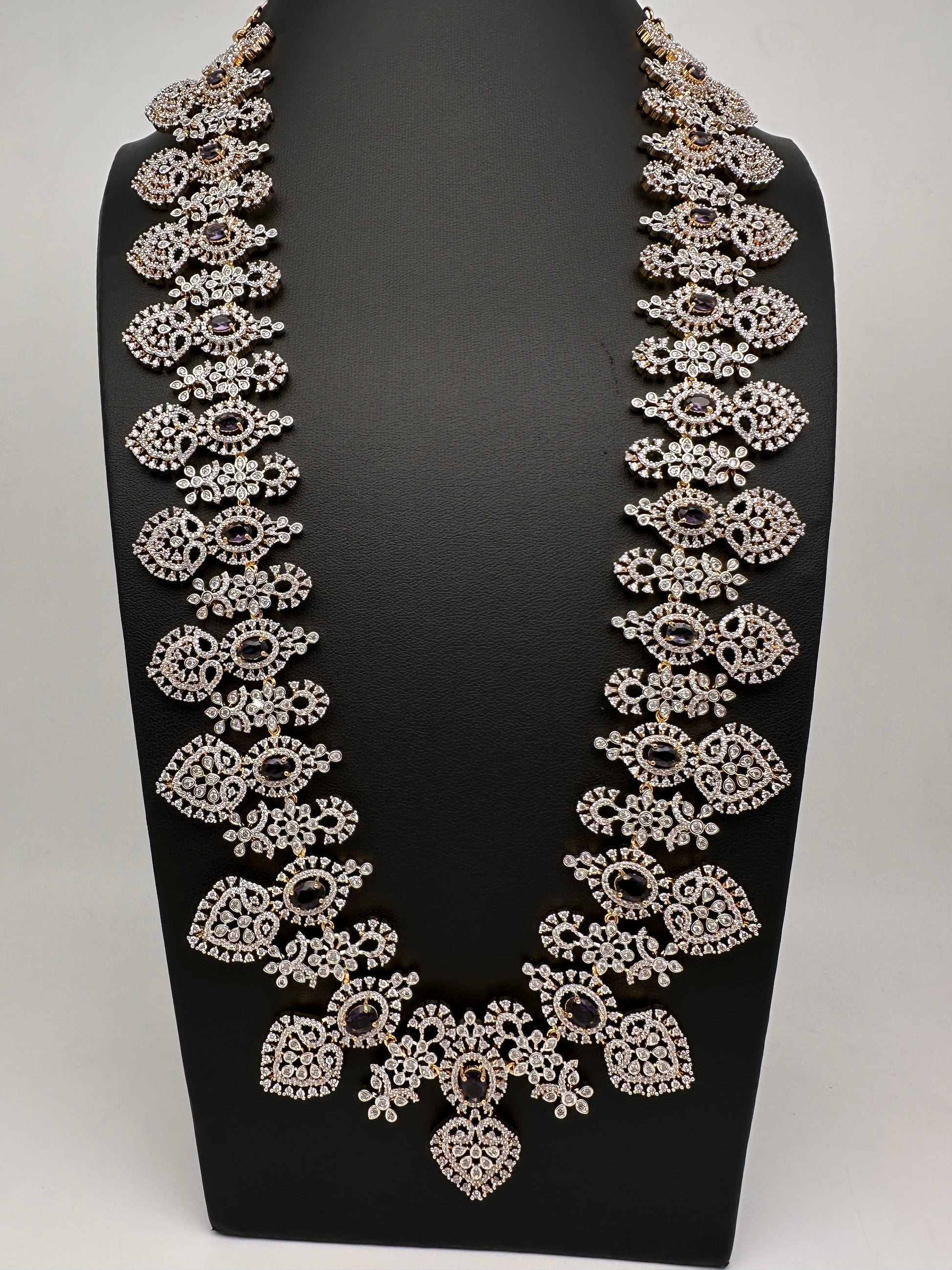 AD Long Diamond Finish Necklace - Purple