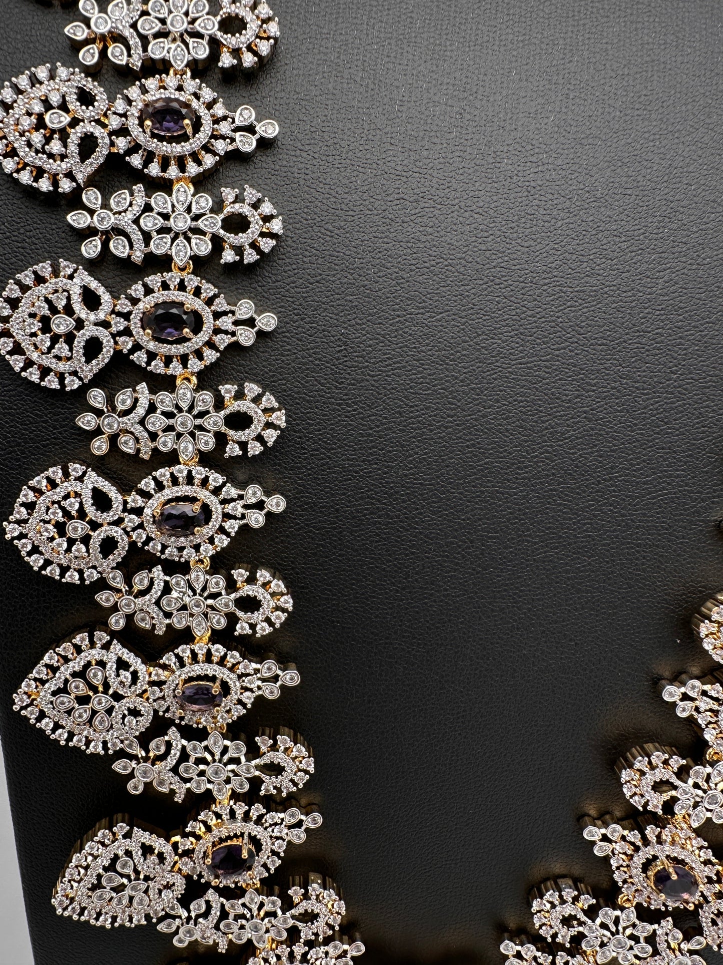 AD Long Diamond Finish Necklace - Purple