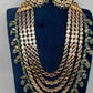 Polki CZ 6 Carat Gold Plated Panch Lada Emerald Necklace Chandbali