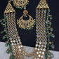 Polki CZ 6 Carat Gold Plated Panch Lada Emerald Necklace Chandbali