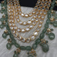 Polki CZ 6 Carat Gold Plated Panch Lada Emerald Necklace Chandbali