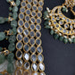 Polki CZ 6 Carat Gold Plated Panch Lada Emerald Necklace Chandbali