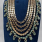 Polki CZ 6 Carat Gold Plated Panch Lada Emerald Necklace Chandbali