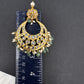 Polki CZ 6 Carat Gold Plated Panch Lada Emerald Necklace Chandbali