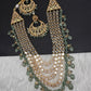 Polki CZ 6 Carat Gold Plated Panch Lada Emerald Necklace Chandbali