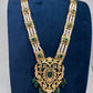 Polki CZ 6 Carat Gold Plated Real Pearls Emerald  Necklace