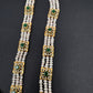 Polki CZ 6 Carat Gold Plated Real Pearls Emerald  Necklace