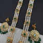 Polki CZ 6 Carat Gold Plated Real Pearls Emerald  Necklace
