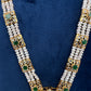 Polki CZ 6 Carat Gold Plated Real Pearls Emerald  Necklace